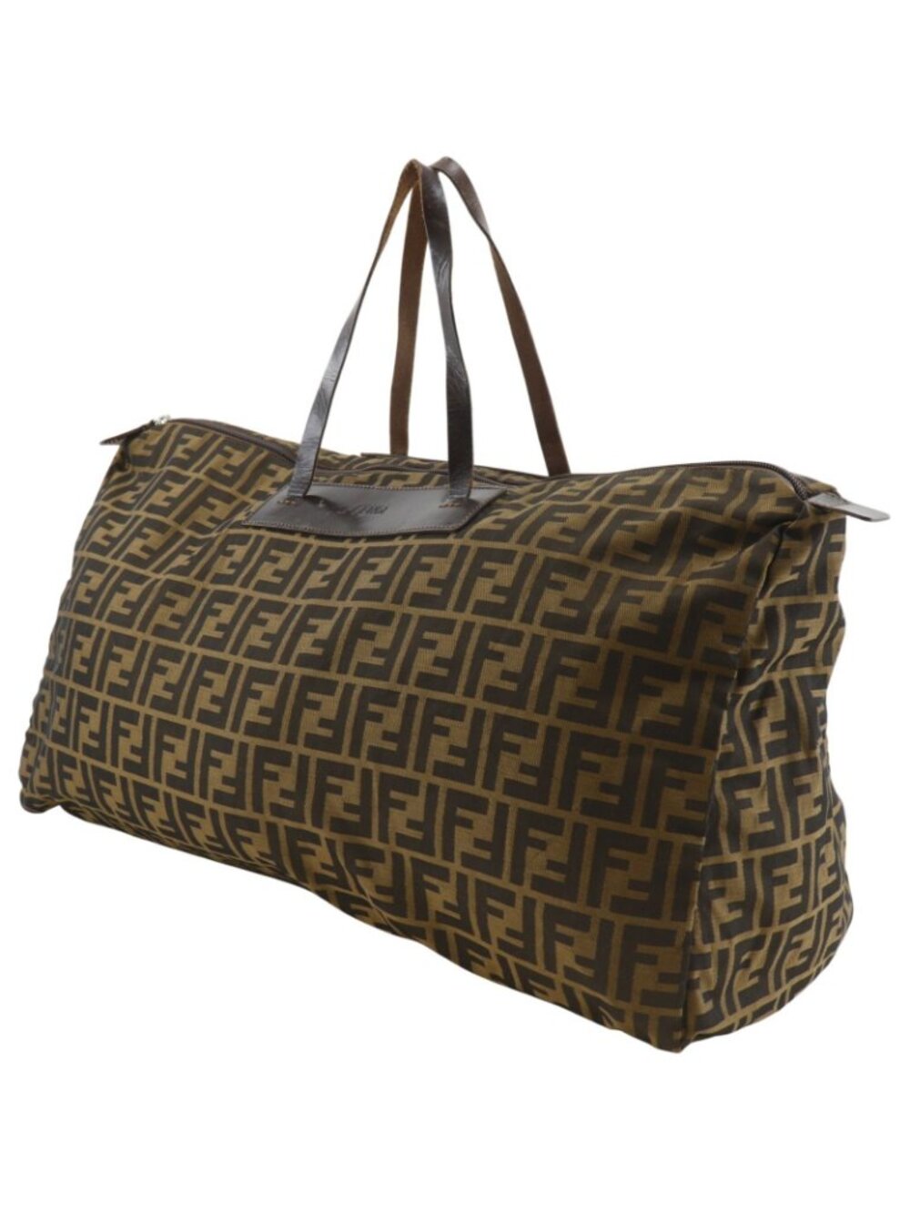 Fendi Zucca Folding Nylon Canvas Brown Boston Bag - Picture 2 of 14